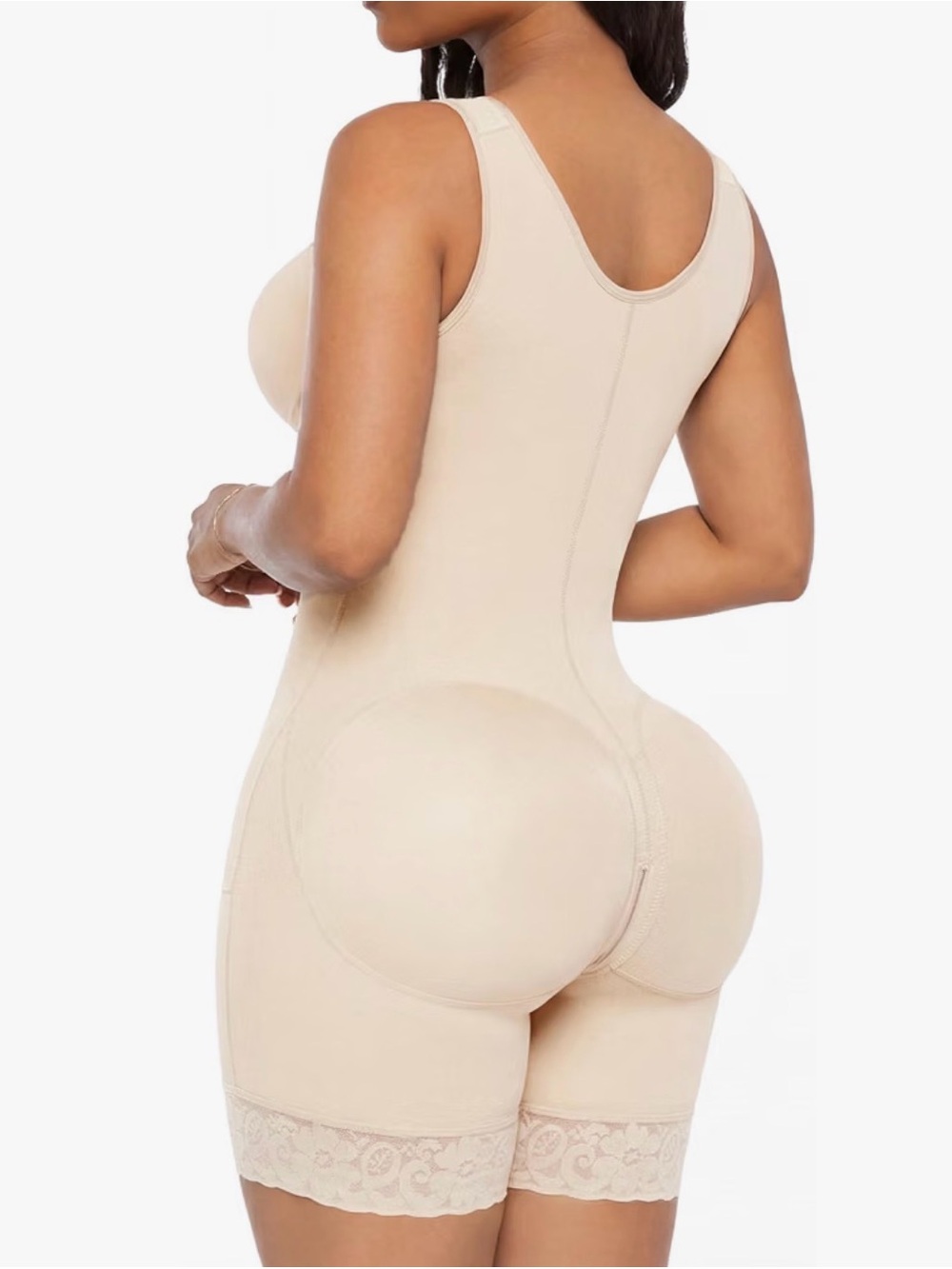 Seamless Beige Full-Body Shapewear Bodysuit with Front Hook Closure - Picture 2 of 9